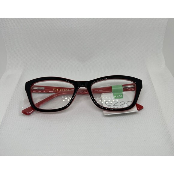 Foster Grant Laila Red and black lightweight unisex reading Glasses +1.50 - Picture 2 of 4